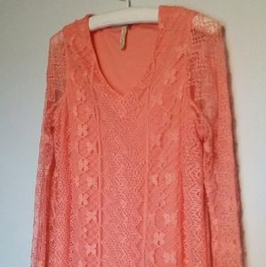 Red Camel Lace Top